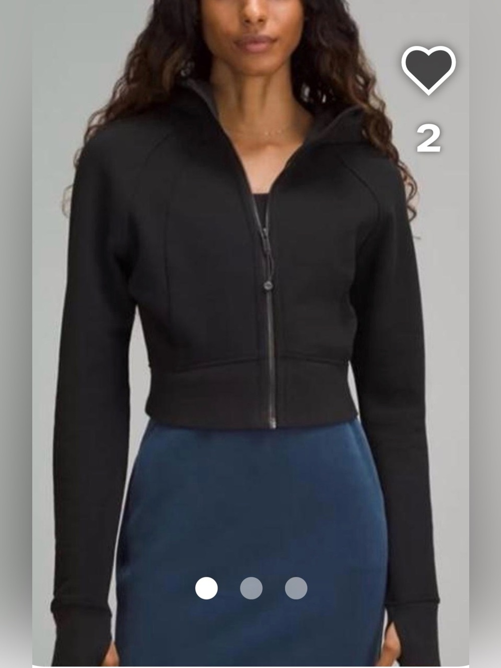 LULULEMON Scuba Full-Zip Black Cropped Hoodie Size 6 NWT